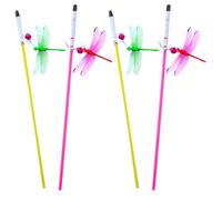 DIYEAH 4pcs Interactive Cat Teaser Stick Set Made of Sturdy Plastic, Easy to Carry Cat for Indoor Entertainment and Fun Play