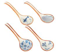 DIYEAH 4pcs Japanese Style Ceramic Soup Spoon with Smooth Surface and Lightweight Design for Ramen and Asian Soups for Home Use