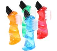 DIYEAH 4pcs Mini Denture Brush Set with Double-Head Small Multi-Functional Cleaning Brushes for Portable Oral Denture Care in Blue, Red, Orange and Green