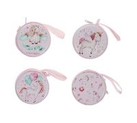 DIYEAH 4PCS Mini Earphone Carry Case Coin Purse Durable Tinplate Storage Box with Mixed Unicorn Patterns Compact Change Purse for Portable Protective Earbud Organizer
