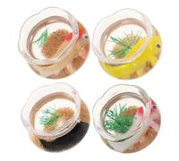 DIYEAH 4pcs Miniature PVC Goldfish Bowls for Dollhouse Aquarium Decor Realistic Round Koi Fish Tank Figurines Arrange Tiny Fish Bowls for Micro Landscape Ornaments and Desk Display