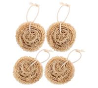 DIYEAH 4pcs Natural Loofah Dishwashing Sponge Set, Non-Scratch Bowl Washing Tools with Soft Texture, Brown Kitchen Cleaning Loofah for Effective Dish Scrubbing