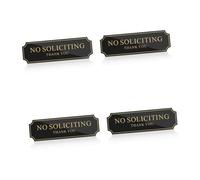 DIYEAH 4pcs No Soliciting Sign Acrylic Adhesive Strong Weather Resistant Door Warning Sign for Office Home Front Door Clear Visible Background Large Lettering Easy Peel and Stick