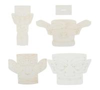 DIYEAH 4pcs Paintable Wooden Mask Cutouts for DIY Art Projects Unfinished Khaki Wood Sanxingdui Cultural Souvenir Set, Vintage Style Gifts for Designers and History Enthusiasts