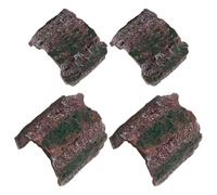 DIYEAH 4pcs Reptile Hiding Hole Set - Small and Large Faux Bark Caves - Plastic Terrarium Shelter for Snakes, Lizards, Spiders, and Tortoises - Aquarium Landscape Decoration and Reptile