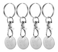 DIYEAH 4pcs Shopping Trolley Token Keychain Keyring for Supermarket Carts Practical Token Pendant for Access
