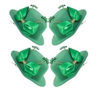 DIYEAH 4pcs St Patrick's Day Hair Clips Top Hat Shamrock Bow Hairpin Classic Festive Green Pulp Pet Iron Decoration for Tea Party Accessories