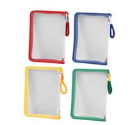 DIYEAH 4pcs Transparent Mesh Zipper File Pouches with Handle Portable Multi Purpose Plastic Zip Folders for Office School Travel Document Storage and Organizing