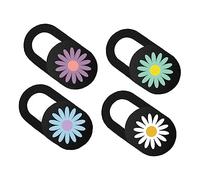 DIYEAH 4pcs Ultra Thin Daisy Pattern Webcam Cover Laptop Compatible with Laptops Tablets Durable Adhesive Slide Design Protects Personal Privacy From Unwanted