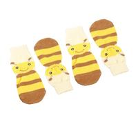 DIYEAH 4pcs Warm Knitted Pet Socks for Small Dogs, Anti-slip Cotton Material, Size 3xl, for Winter and Party Use, Yellow Fashion Style Pet Paw Protectors