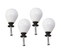 DIYEAH 4pcs White Egg Shaped Ceramic Cabinet Handles Decorative Round Cupboard Drawer Pulls Durable Furniture Hardware for Kitchen Wardrobe Dressers