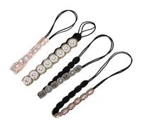 DIYEAH 4pcs Women’s Elastic Beaded Rhinestone Headbands Set with Pearl Details, White Button and Light Gold, Gunmetal Colors, Hair Accessories for Casual and Party Wear