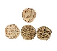 DIYEAH 4pcs Woven Rattan Balls Bunny Chewing for Small Pets Rabbit Parrot Hamster Guinea Pig Teeth Cleaning Interactive Playthings