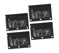 DIYEAH 4pcs Zipper Binder Pencil Organizer with Transparent Mesh Window Oxford Fabric Case Ring Binders Spacious School Stationery Pouch for Pens Cards Notebooks