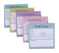 DIYEAH 5 Pack Book Review Tracker Pads Adhesive Notes for Book Tracking and Study, Mini Paper Notepads Highlighting Quotes, for Readers and Bookworm Journals