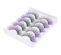 DIYEAH 5 Pairs Purple False Eyelashes Handmade Comfortable to Wear Natural Look Half Eye Lash Extensions for Daily Use