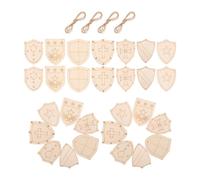 DIYEAH 50pcs Blank Wooden Shield Ornament for DIY Painting, Rustic Wood Shield Shape Cutout with Easy to Hang Feature, Unfinished Wood Pendant Suitable for Home and Events Decoration