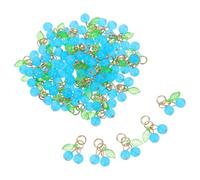 DIYEAH 50pcs Blue Plastic Cherry Beads 0.6 Inch Fruit Charms for DIY Jewelry Making - Mini Dangle Pendants for Earrings, Necklaces, Bracelets, Keychains Craft Accessories
