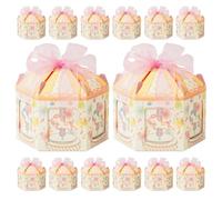 DIYEAH 50pcs Candy Pack Boxes Favor Box with Beautiful Ribbon and Unique Shape for Wedding Party Supplies Creating Festive Atmosphere and Storing Cookies for Valentine's Day Party