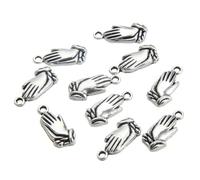 DIYEAH 50pcs DIY Alloy Prayer Gesture Pendant Charms Silver Tone Metal Zen Handcraft Jewelry Making Accessories for Bracelets Necklaces, 5 Packs Bulk Set