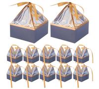 DIYEAH 50pcs Multi-purpose Paper Boxes with Delicate Pattern and Ribbon Design, for Candy, Tea Leaves, Party Favour Packaging, Birthday and Wedding Presents