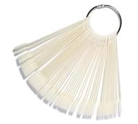 DIYEAH 50pcs Natural Color Nail Sample Sticks for Nail Display and Gel Polish Practice with Fan-shaped Manicure Tips for Salon and DIY Use