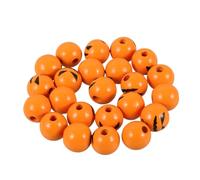 DIYEAH 50pcs Rustic Halloween Round Wood Beads with Faces Polished Wooden Spacer Beads for DIY Crafts Garland Decoration Smooth Surface for Easy Stringing Lightweight and Durable Craft