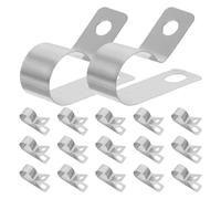 DIYEAH 50pcs Stainless Steel Rope Clamp Fence with Weather Durability and Versatile Compatibility, Metal Wire Fence Clips for Garden, Outdoor Privacy Fencing Mounting Clips, Silver Finish