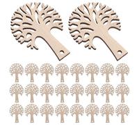 DIYEAH 50pcs Unfinished Wood Shapes Slices Wooden Cutouts with Hanging Hole Unique Natural Design Elegant Tree of Life Style for DIY Crafts Wedding Decoration