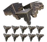 DIYEAH 50PCS Vintage Metal Corner Guards with Mounting Screws, Antique Three-Edge Protectors 2.5cm for Furniture Box Table, Retro Iron Edge Guards for Cabinet and Wood Case