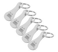 DIYEAH 5Pc Stainless Steel Shopping Trolley Token Keyring, Silver | Easy Insertion and Removal, Smooth Edges, Secure Attachment, Not Easily Lost for Carts, Baskets and Quick Checkout