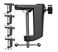 DIYEAH 5pcs Adjustable Desk Mount Microphone Clamp Table Stand Holder for Studio Live Streaming Podcasting Installation Sturdy Metal Clip Fits Various Desk Thicknesses