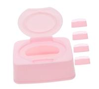 DIYEAH 5pcs Baby Wipes Holder Portable Refillable Wet Tissue Dispenser with Dustproof Design and Travel Friendly Pp Material, Soft Pink Storage Box the Go and Travel Use