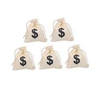 DIYEAH 5pcs Canvas Money Bags with Drawstring Closure for Storage Party Favors Pirate Cosplay Beige Color and Multifunctional Design for and