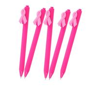 DIYEAH 5pcs Charity Ribbon Ballpoint Pen Pink Smooth Writing Pens for Volunteers Fundraising Support Cancer Awareness Office Accessories