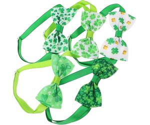 DIYEAH 5pcs Clover Pet Collar Bow Tie Set for Dogs and Cats St Patrick’s Day Bow Knot Accessories in Sizes 2-7 Holiday Shamrock Pet Ties for Small to Medium
