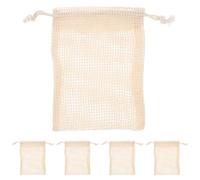 DIYEAH 5pcs Cotton Linen Soap Pouches with Foaming Net Exfoliating Soap Storage Bags for Shower Bath Reusable for Facial Cleansing and Bath Tool