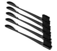 DIYEAH 5pcs Dual-ended Makeup Brush Set for Eyelash and Eyebrow Grooming, Black Fan-shaped Edge Hair Brush with Lash Comb Separator and Hair Wax Applicator for Women