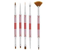 DIYEAH 5pcs Dual Tip Nail Art Brushes Set for Builder Gel and Acrylic Nails Featuring Comfortable Antislip Handles and Sturdy Nylon Acrylic Material and DIY Home Manicure