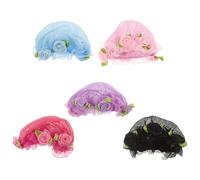 DIYEAH 5pcs Elastic Flower Edge Hair Nets Bun Cover for Ballet Gymnastics Dancers, Medium Size Hair Snood Kit for Dance, Work, and Professional Styling