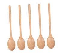 DIYEAH 5PCS Long Handle Wood Spoons for Honey and Spice Japanese Style Small Teaspoons for S Eating Lightweight Non-Scratch Wooden Utensils for Sugar Pepper and Cooking
