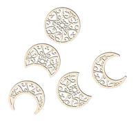 DIYEAH 5Pcs Moon Phase Wall Decor Hollow Out Moon Cycle Art for Bedroom Hanging Creative Design with Maple Grain Texture Smooth Craftsmanship for Home Decoration
