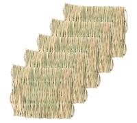 DIYEAH 5Pcs Natural Woven Grass Mat Small Size Rabbit Bedding Mats for Hamster Guinea Pig Small Animal Bed Warm Four Seasons Pet Sleeping Nesting Pads