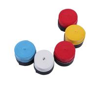 DIYEAH 5pcs Pu Badminton Racket Overgrip Tape Sweat Absorbent Non-sticky Grip Bands for Better Racket Control and Comfort for Players with Sweaty Hands and DIY Wrapping Random Color