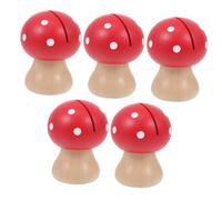 DIYEAH 5Pcs Red Mushroom Shaped Photo Clips Memo Holders Name Card Clamps Adorable Wooden Message Stands for Wedding Decor Office Use
