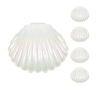 DIYEAH 5pcs Small Pearl White Shell Candy Boxes Plastic Candy Containers for Wedding Party Favor and Jewelry Storage Box Mermaid Party Decor