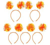 DIYEAH 5pcs Woolen Yarn Pom Pom Headbands Lightweight Hair Bands with Good Workmanship for Special Occasions and Party Accessories in Orange