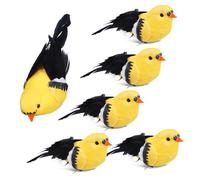 DIYEAH 6 Pcs Realistic Feathered Bird Figurines with Clip-on Attachment Lightweight Artificial Birds for Garden Ornament Indoor and Outdoor Decorative Statues