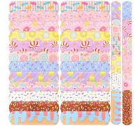 DIYEAH 60pcs Breathable Pe Waterproof Cartoon Adhesive Bandages, Disposable Hemostatic Wound Patches Sweet Donut Design, Fingertip Bandages for Small Injuries