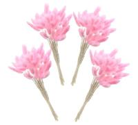 DIYEAH 60pcs Bunny Tails Dried Flowers Natural Pink Dried Flowers for Wedding Bouquet and Corsage, Table Decoration with Rabbit Tail Pampas Grass for Home and Garden